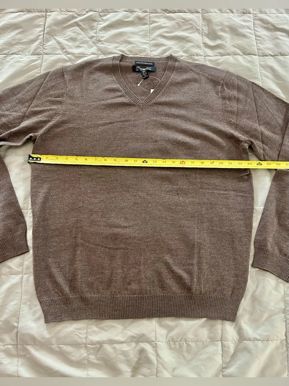 Pronto Uomo 100% Extra Fine Merino Wool Men’s V-Neck Sweater - Brown, XL - NWT